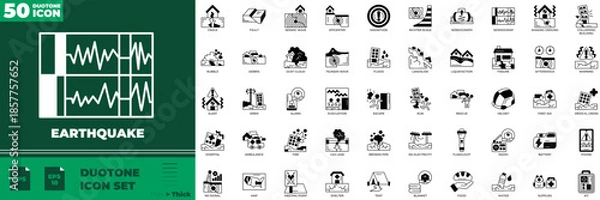 Obraz Earthquake Line Editable Icons set