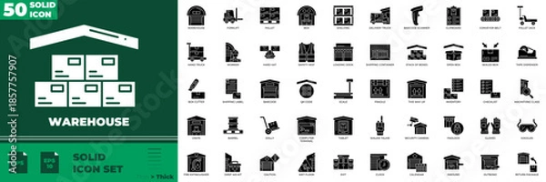 Obraz Warehouse Solid Editable Icons set