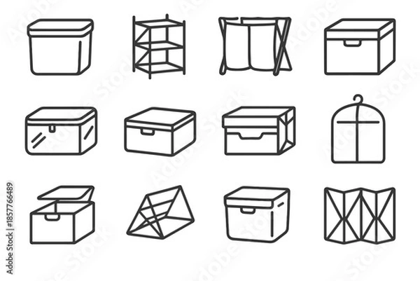 Obraz Box foldable laundry icon flap vector rack bedding bag collapsible bin storage