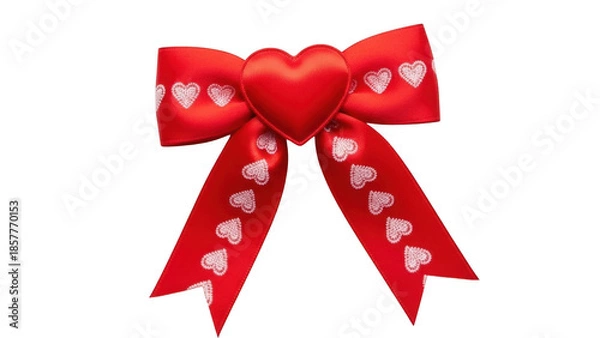 Obraz Red bow with heart pattern