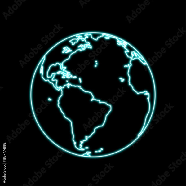 Obraz Neon Globe Outline