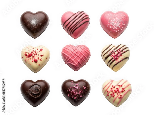 Fototapeta Assorted heart-shaped chocolates