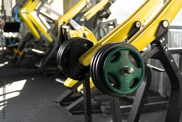 Obraz Close Up Lat Pulldown Machine with Weight Plates