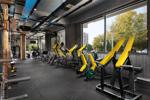 Obraz  Modern Gym Interior with Various Machines