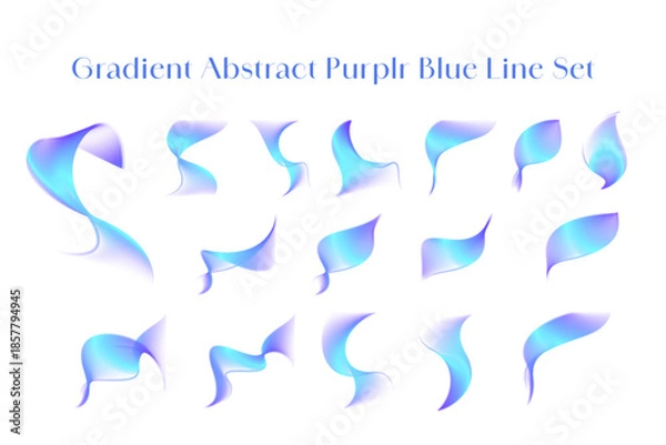Obraz Gradient Abstract Purple Blue Line Set