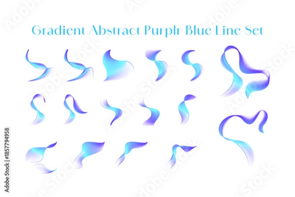 Obraz Gradient Abstract Purple Blue Line Set