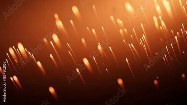 Obraz Dynamic motion blur effect with glowing orange particles rising against a gradient background