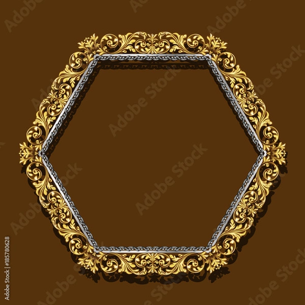 Obraz frame gold color with shadow