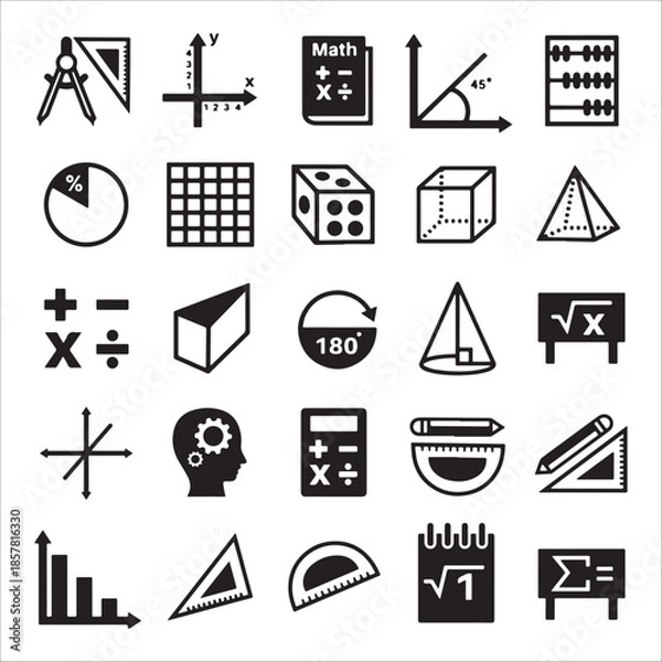 Obraz Mathematics And Geometry Icon Collection