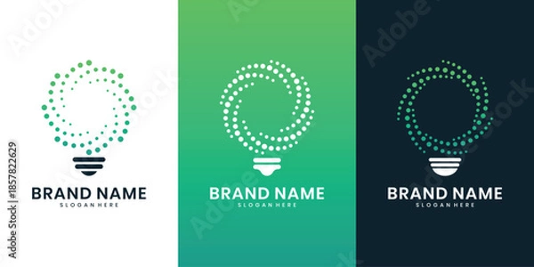 Obraz Tech light bulb logo design with dots