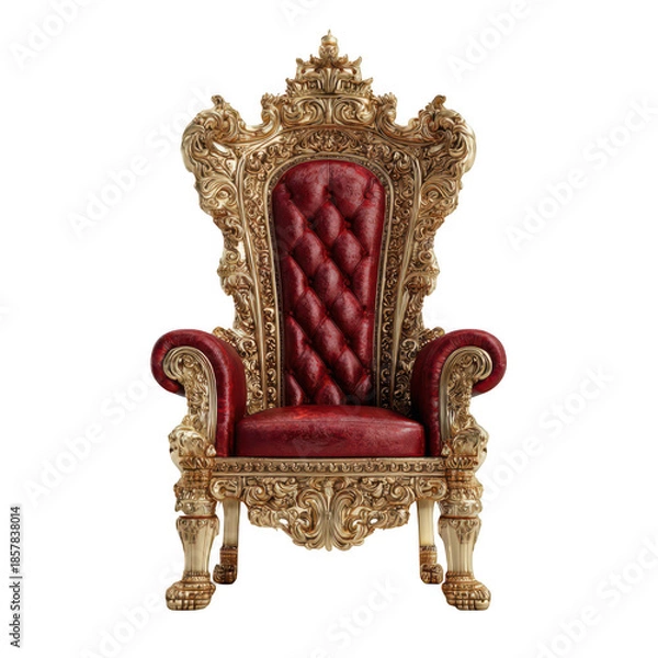 Obraz royal throne with red and golden elements, white background