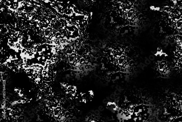 Obraz 泡のある水や舞う雪のようなイメージで動きのある流動的で抽象的な柄の模様で白や黒や灰の色のグラデーション効果もあるモノクロの配色でペイントしたデザインの壁紙や背景、テクスチャ