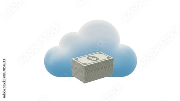 Obraz Cloud computing and finance concept illustration on white background