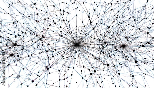 Obraz Complex network connections with nodes and lines on white background