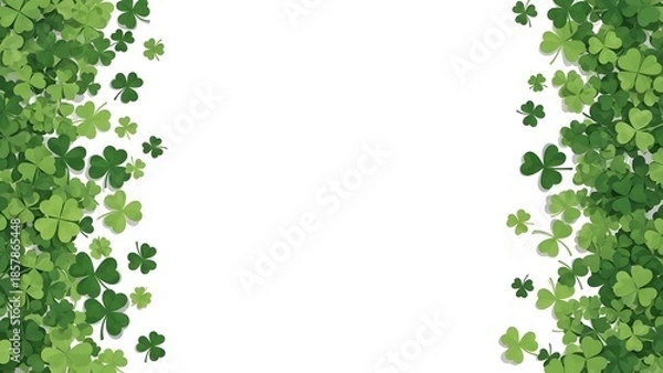 Obraz St patrick's day shamrock border design with green leaves