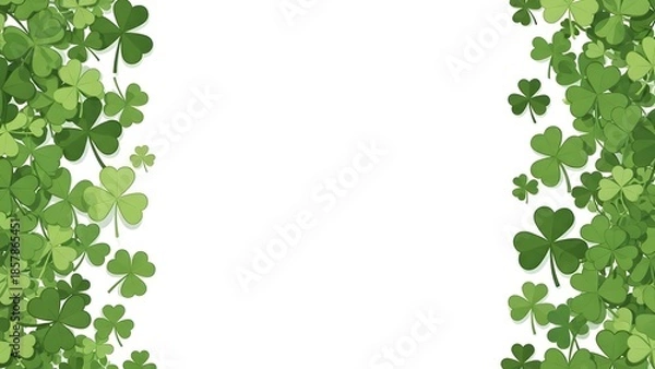 Obraz St patrick's day shamrock border design with green clover leaves