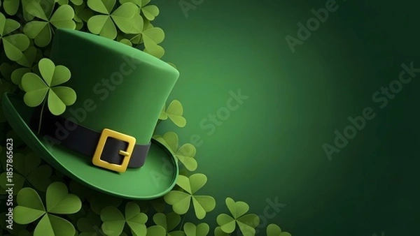 Obraz St patrick's day green hat and shamrocks celebration
