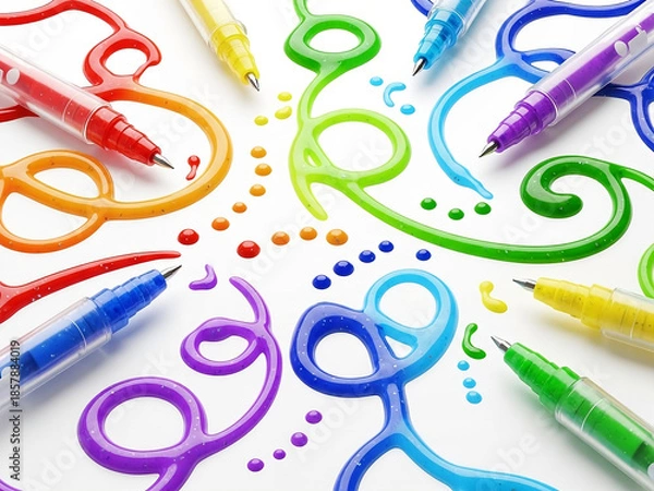 Obraz colored pencils on white background