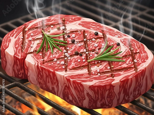 Obraz grilled meat on a grill