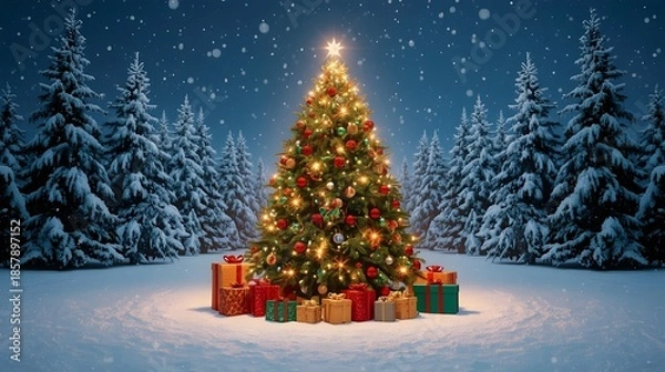 Obraz christmas tree with gifts