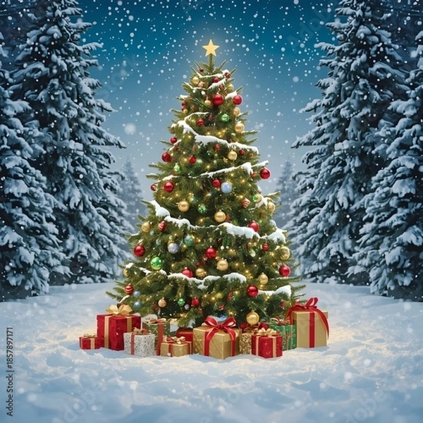 Obraz christmas tree with gifts