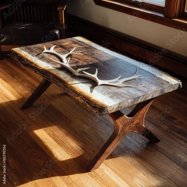 Obraz Modern coffee table with live edge slab