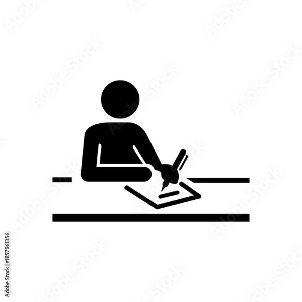 Fototapeta 受付で用紙に記入している人をイメージしたアイコン