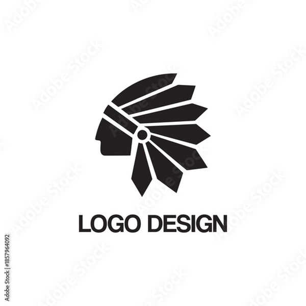 Fototapeta simple black apache chief for logo design
