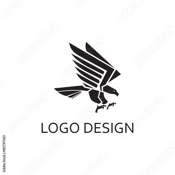 Fototapeta simple black eagle for logo design