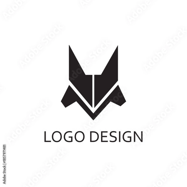 Fototapeta simple black wolf head for logo design