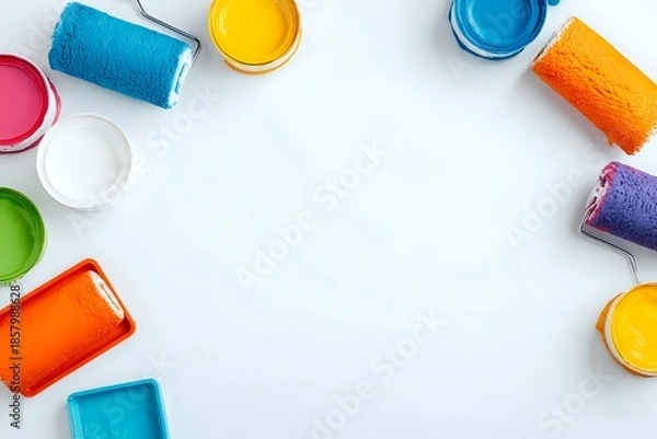 Obraz Fresh Paint Roller Assortment: Minimalist, Cropped Composition