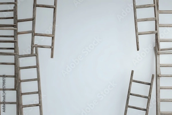 Obraz Aged Ladders: Asymmetrical Cluster in Negative Space