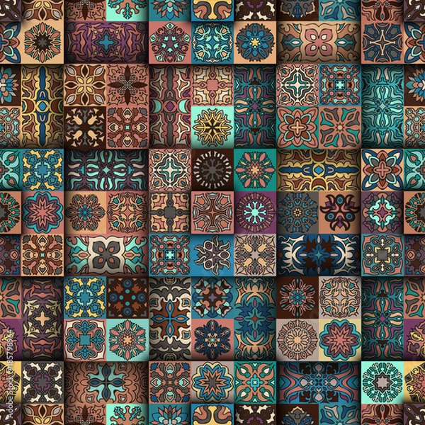 Fototapeta Seamless pattern. Vintage decorative elements. Hand drawn background. Islam, Arabic, Indian, ottoman motifs. Perfect for printing on fabric or paper.