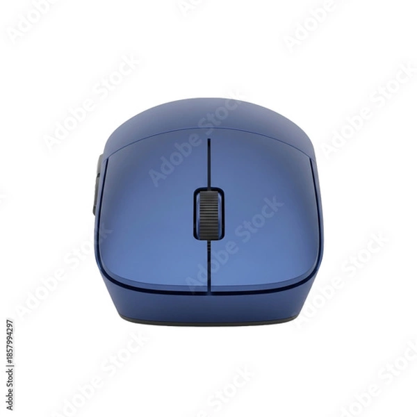 Obraz Blue wireless computer mouse with scroll wheel and side buttons.