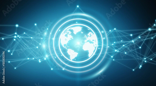 Obraz Connections system on world icon 3D rendering