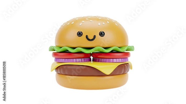 Obraz Cute Cartoon Hamburger Character