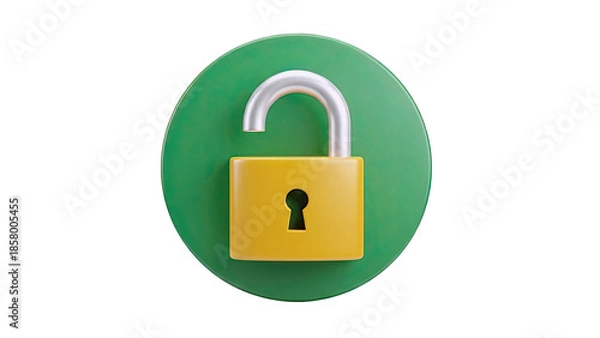 Obraz Open padlock icon on green circle