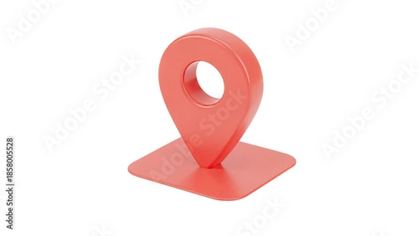 Obraz Red 3D Map Pin Icon on White Background