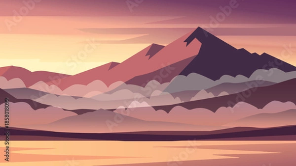 Obraz Sunset over majestic mountains