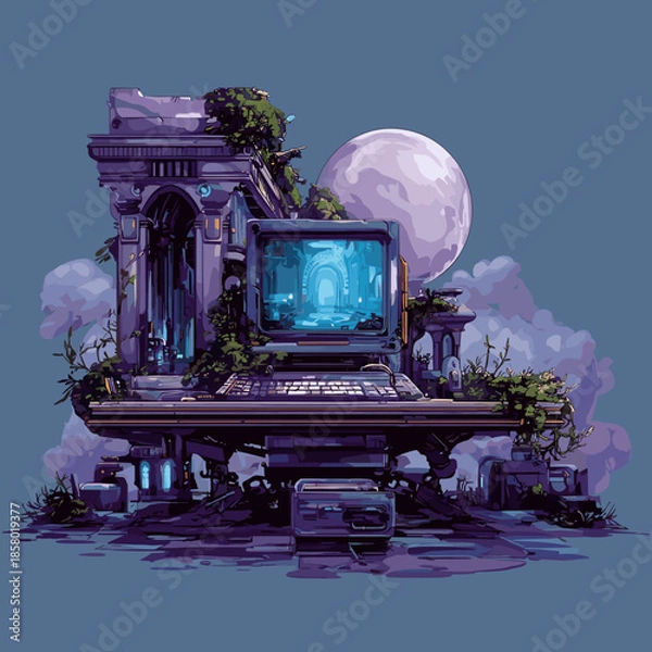 Fototapeta Sci-Fi PC, Vector Illustration, Clipart