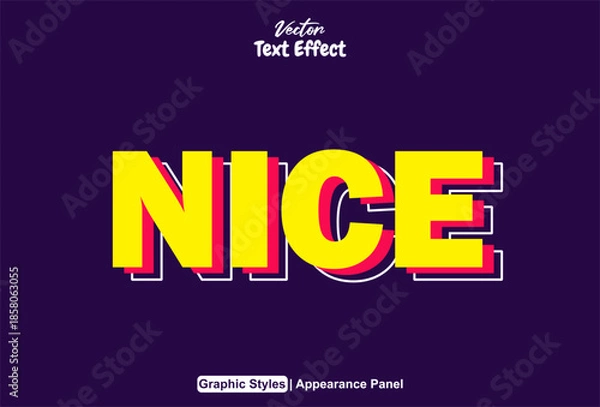 Obraz Nice text effect with yellow and blue 3D style.