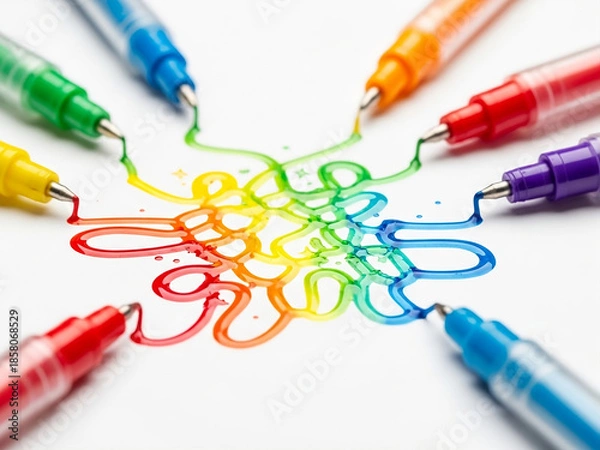 Obraz colored pencils on white background