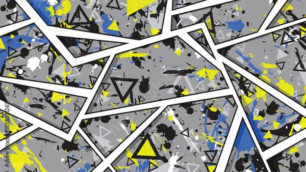 Obraz Abstract Geometric Racing Background with Modern Splatter and Triangle Pattern