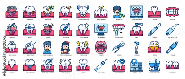 Obraz Dentistry Filled Line Icon Pack