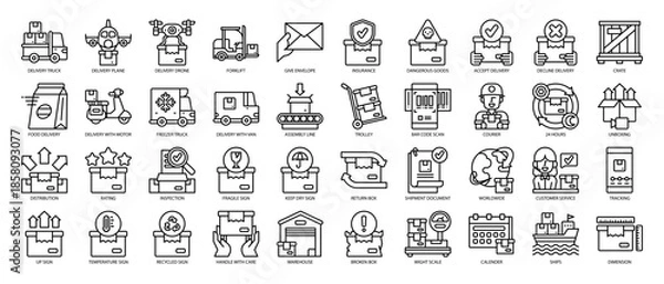 Obraz Logistics and Shipping Line Icon Pack