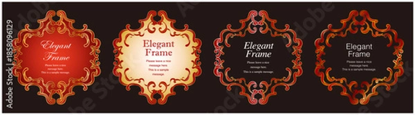 Obraz ゴールド装飾が映える高級ラグジュアリー、クラシックフレーム、イラスト、ゴールド、レッド