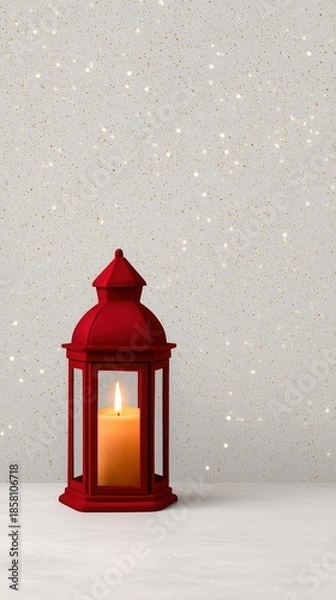 Obraz Lantern, Candle, Minimalist Candle Light Holiday Background, Ornamental Decorative Lantern Celebration Visual,,Festive, Glow, Celebration,