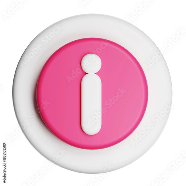 Obraz Pink 3d information icon button transparent background