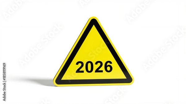 Obraz Yellow Warning Triangle Sign with 2026.