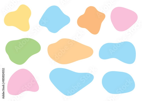 Obraz 様々な形の流体シェイプのセット